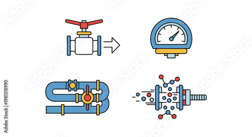 Gas flow controller Line art abstract color design vector
