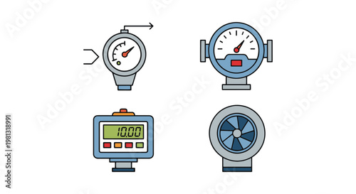 Gas flow meter Line art vector abstract colorful shapes