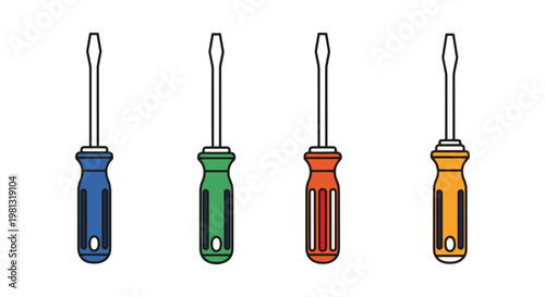 Garden Screwdriver Line art simple colorful abstract vector