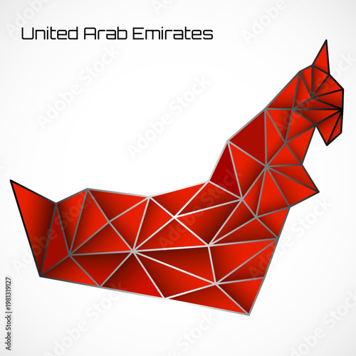 United Arab Emirates map in geometric polygonal style on white background
