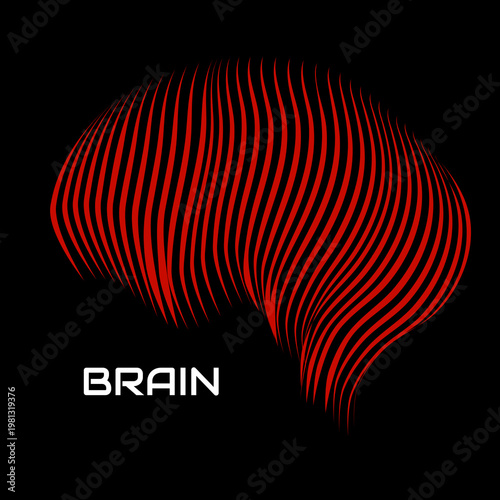 Abstract human brain. Logo with colorful lines