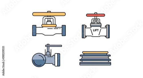 Gas check valve Line art creative colorful pattern vector