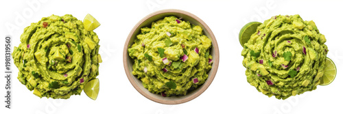 Schilderij op canvas Fresh Homemade Guacamole Bowl PNG, Creamy Avocado Dip, Authentic Mexican Food Photography for Menu and Culinary Design Projects