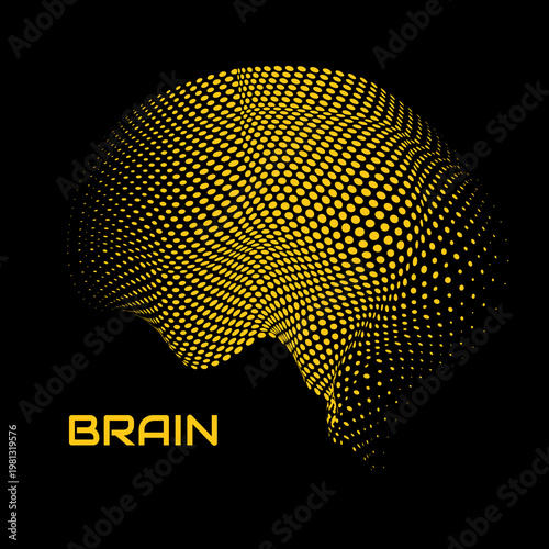 Abstract colorful human brain. Logo with dotted