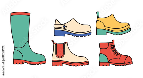 Garden Boots Line art vector minimal abstract clean