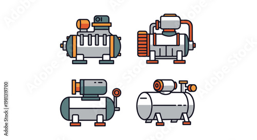Gas compressor Line art vector modern abstract clean