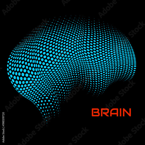 Abstract colorful human brain. Logo with dotted