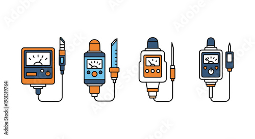 Gas concentration meter Line clean colorful shapes illustration