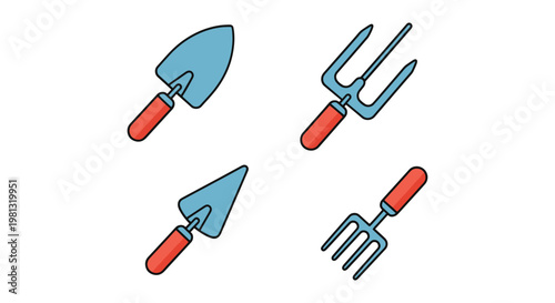 Garden Transplanting Tool Line simple abstract pattern illustration