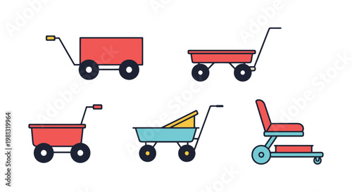 Garden Trolley Line art vector modern abstract colorful pattern