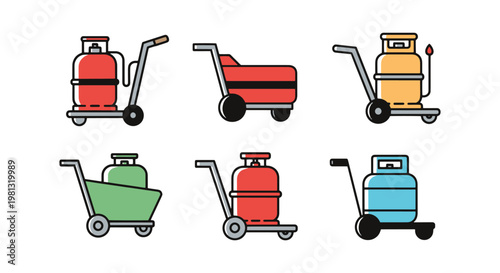 Gas cylinder cart Line art simple abstract colorful vector