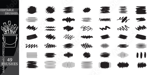 49 Editable Scribble, Hatch and Abstract Brush Strokes Mega Set