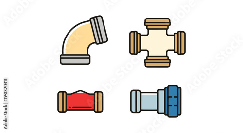 Gas pipe fitting Line art modern graphic abstract vector