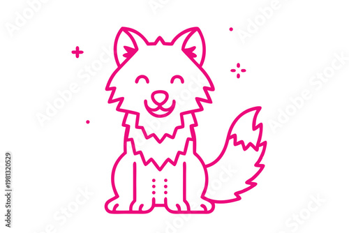 Playful Simple Line Art Cartoon of a Fluffy Sheep with a Sweet Disposition