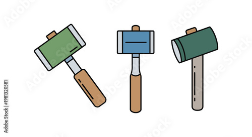 Garden Mallet Line art vector modern colorful shapes illustration