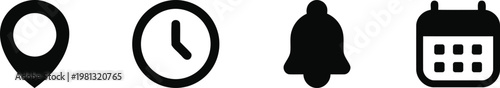 Four black silhouette icons representing various electronic connectors and devices