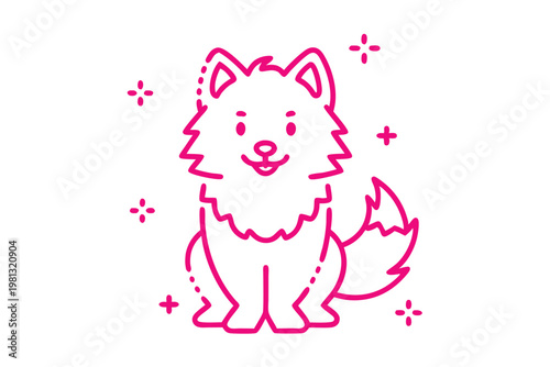Simple Line Art Cartoon Illustration of a Fluffy Cloud with a Cute Smiling Face