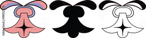 Black and white cartoon skull and crossbones illustration with cute insect style elements and decorative wings