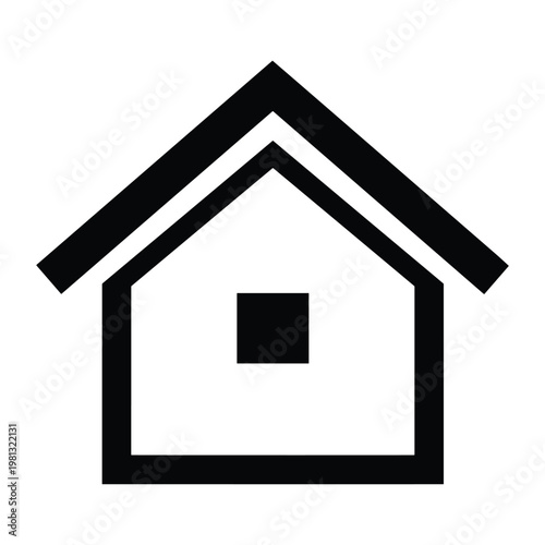 House icon with central square window for architectural design projects
