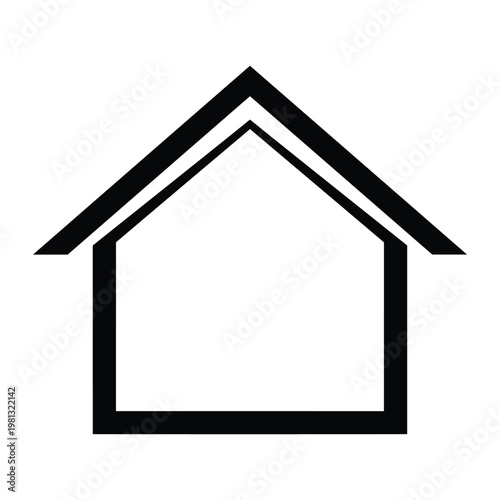 Simple house outline icon for architectural blueprint and real estate
