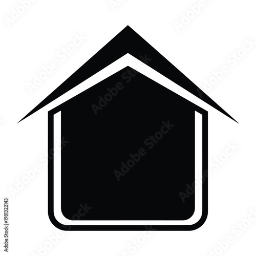 Minimalist black house silhouette icon for real estate and architecture