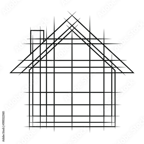 Architectural floor plan sketch of a house for construction planning
