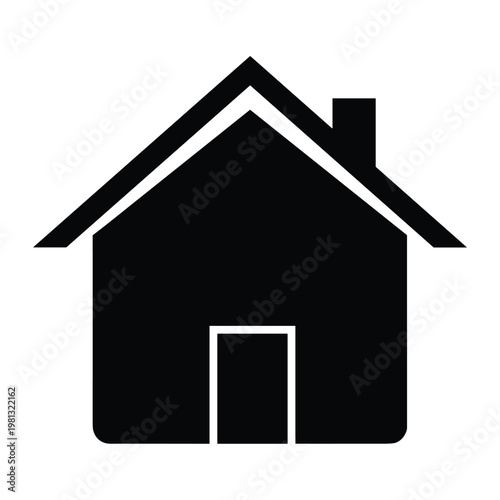 Classic house silhouette icon with chimney for residential real estate