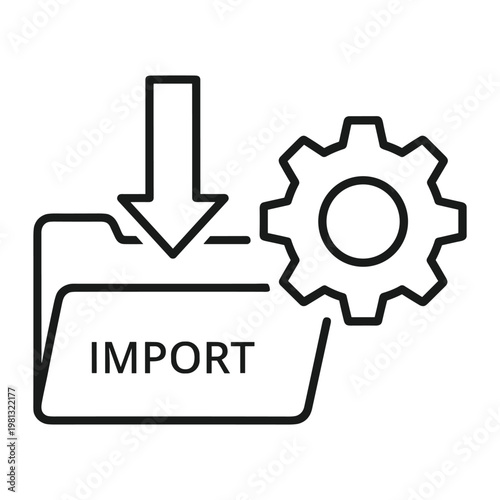 Folder with downward arrow and gear for automated data import setup