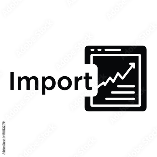 Import text with growth chart icon for financial data analysis report