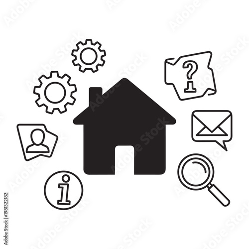 Home information support and maintenance service vector icon concept