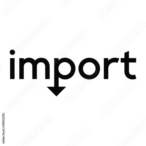 Import text with downward pointing arrow symbol for user interface
