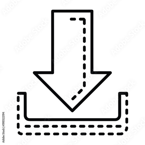 Download file icon with dashed line container for digital interface use