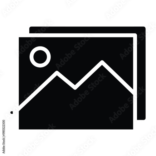 Landscape image file stack icon for photo gallery and media libraries