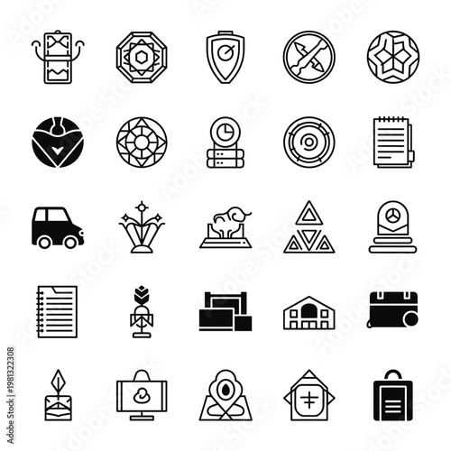 Set of diverse business and creative icons for professional presentations
