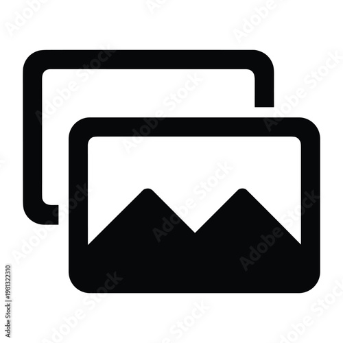 Stacked image gallery icon for mobile applications and web interfaces