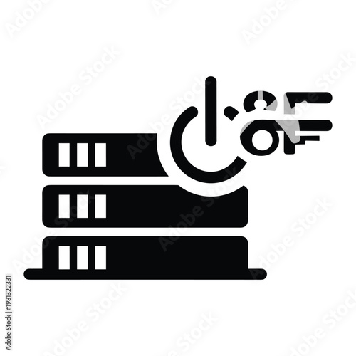 Server power off icon representing system shutdown or maintenance