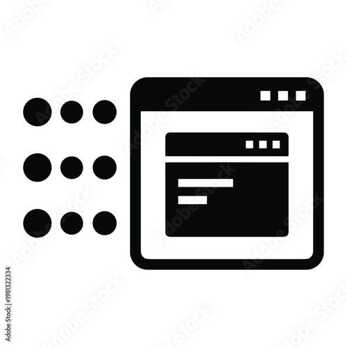 Web browser interface icon with loading dots for software development