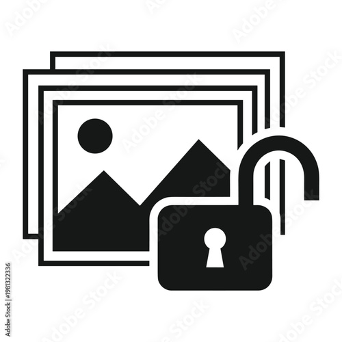 Locked image gallery icon for protected media and private photo albums