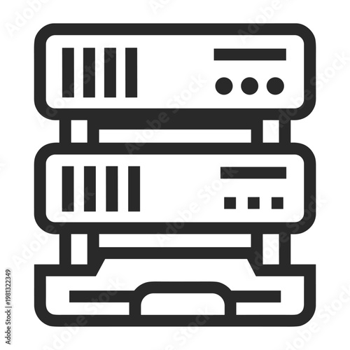 Professional server rack icon for data center and hosting infrastructure