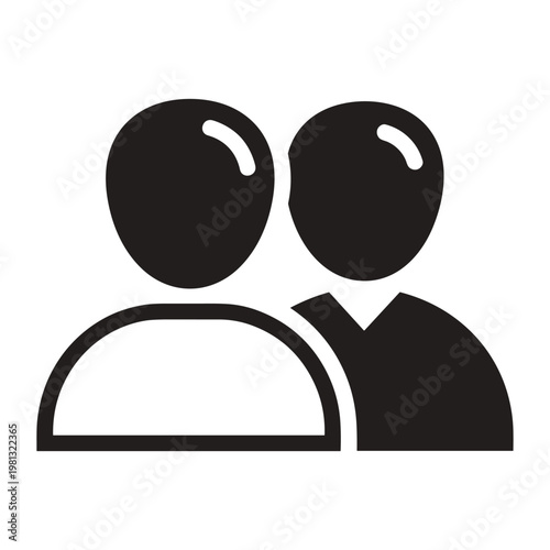 Two people user profile icon representing social connection and team