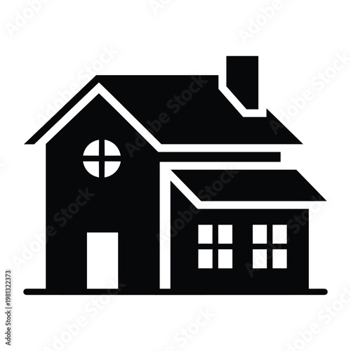 Residential house icon for real estate and home property services