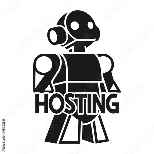 Robot hosting service mascot icon for technology and web solutions