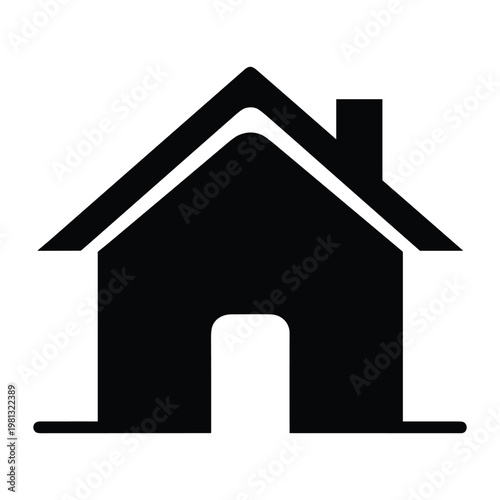 Minimalist house icon representing real estate and residential property