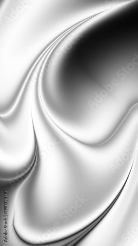 Abstract background animation with seamless looping, featuring a smooth, flowing silver and black design with a shiny, metallic appearance and a sense of continuous motion.