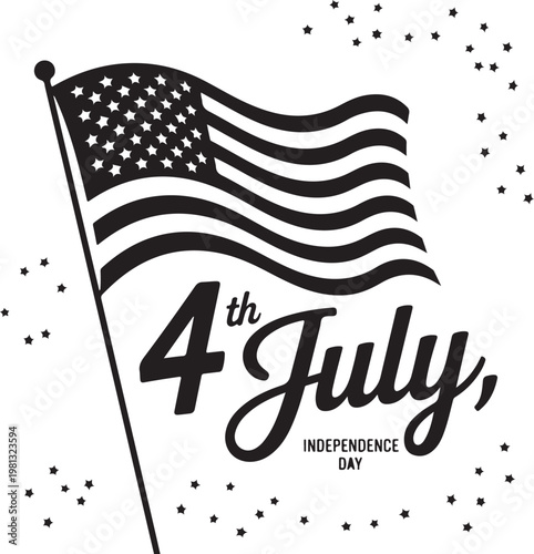 Vintage style illustration of USA Independence Day celebration with stars and flag elements design .