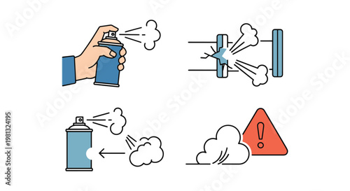 Gas leak spray Line art vector creative simple abstract