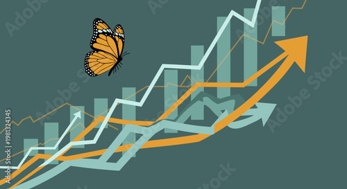 Abstract chart design conveys upward momentum and positive progress, ideal for financial reports, presentations, or illustrating success and growth.
