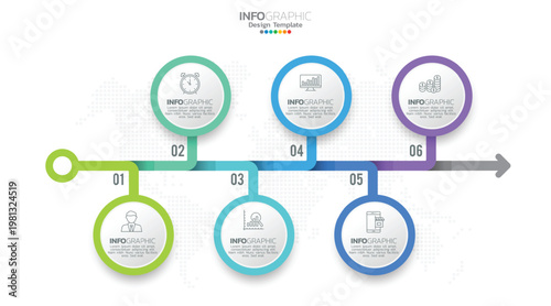 step-by-step business process timeline with milestones flat design vector illustration