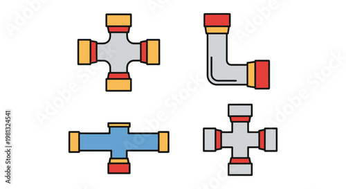 Gas manifold adapter Line art minimal simple shapes illustration
