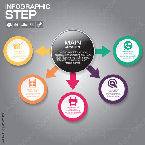 step-by-step infographic process flow chart with icons vector illustration